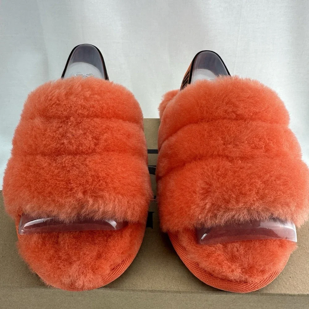 UGG Toddler Girls Fluff Yeah Slide Slippers Size 11T Hong Orange New w/ Box